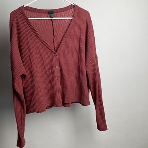 Pink long sleeve crop top